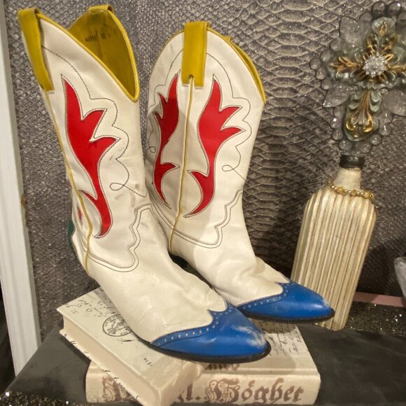 TORAL MULTICOLOURED BOOTS *VINTAGE* - Picture 1 of 8